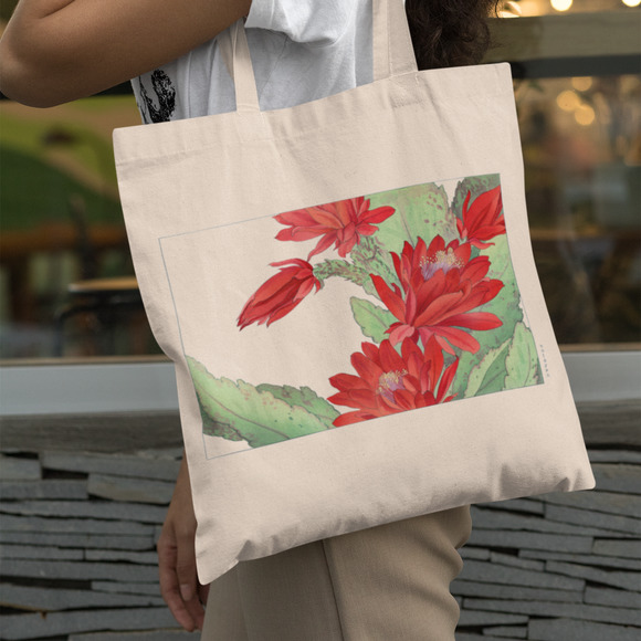 Handbags - Japanese Red Phyiiocactus Flowers Tote